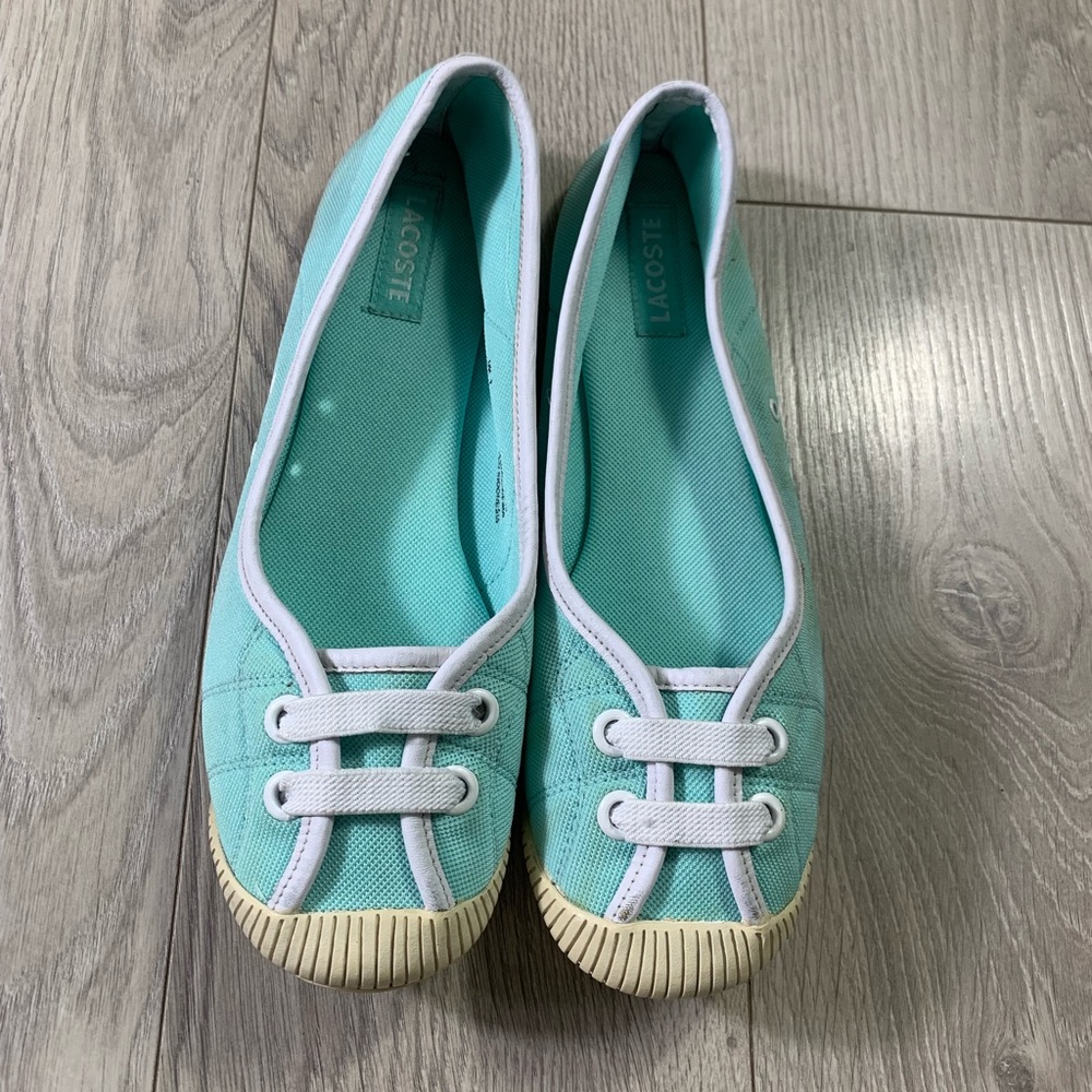 Lacoste Teal Lace Front Flats Y2K
